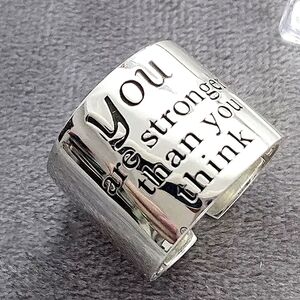 INSPIRATIONAL MESSAGE WIDE BAND STERLING SILVER RING